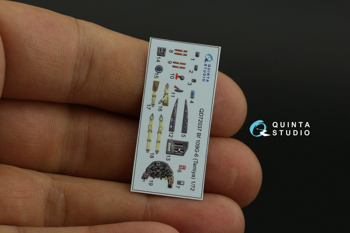 Quinta Studio QD72037 Bf 109 G-6 3D-Printed &amp;amp; coloured Interior on decal paper (Tamiya) 1/72 – Bild 6