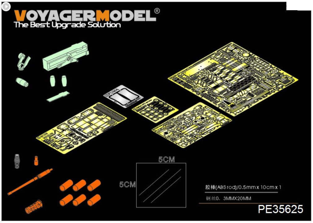 Véhicule blindé moderne italien PUMA 6x6 (lanceur de fumée inclus) Voyager Model PE35625 pour maquette TRUMPETER 05526 au 1/35