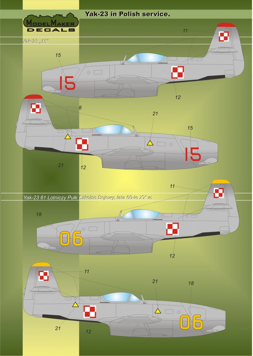ModelMaker Decals D48019 Yak-23 en service polonais 1/48 – image 5