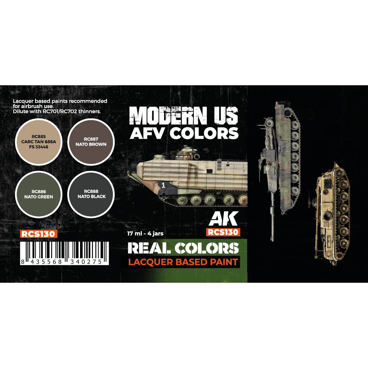AK Interactive RCS130 US Army Modern AFV Colors 4x17ml – Bild 2