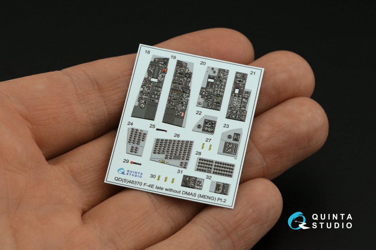 Quinta Studio QDS-48370 F-4E tardif sans DMAS Intérieur imprimé en 3D et coloré sur papier décalcomanie (Meng) (Petite version) 1/48 – image 4