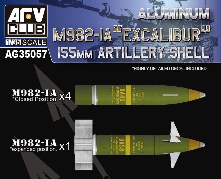 Obus d&amp;#39;artillerie M982-IA « Excalibur » 155 mm en aluminium AFV Club AG35057, échelle 1/35