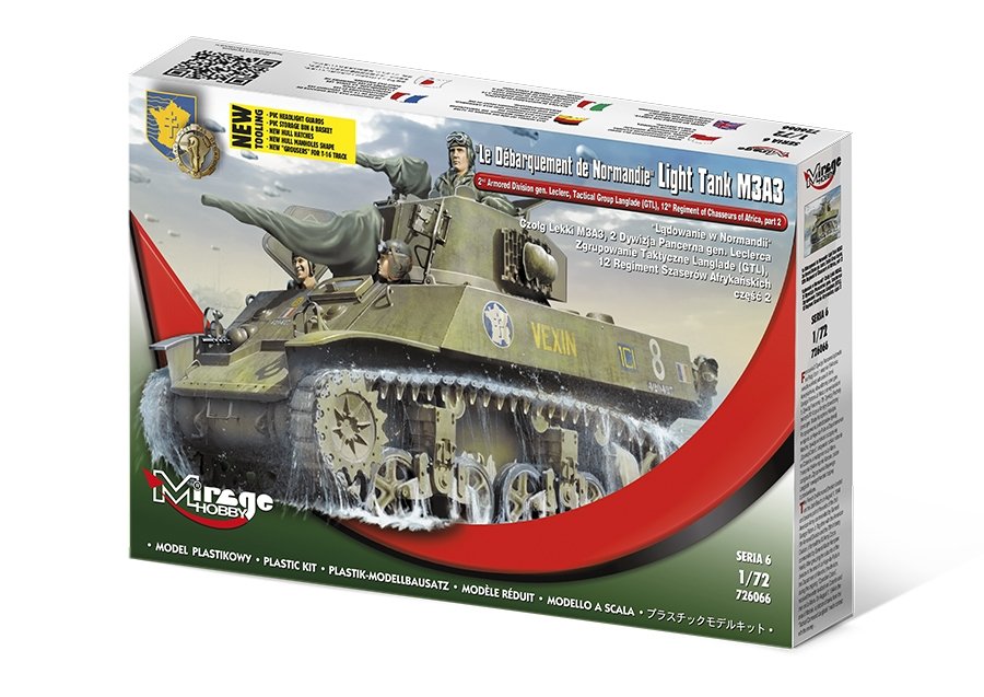 Mirage-Hobby 726066 "Le Débarquement de Normandie" Char Léger M3A3. 2e ADgén. Leclerc,GTL,12ème Régiment de Chasseurs d'Afrique, partie 2 1/72