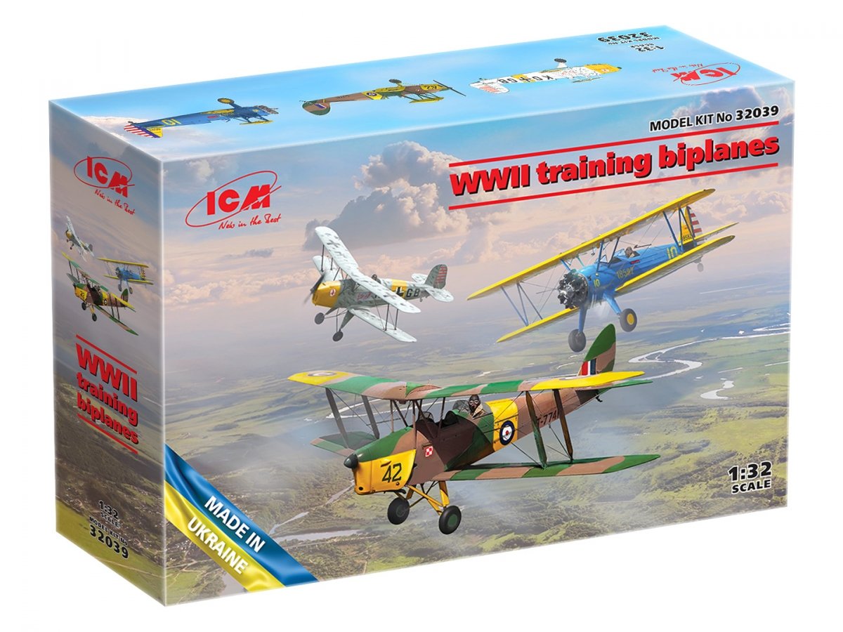 ICM 32039 WWII training biplanes Bucker Bu 131D, DH.82A Tiger Moth, Stearman PT-17 1/32 – image 2