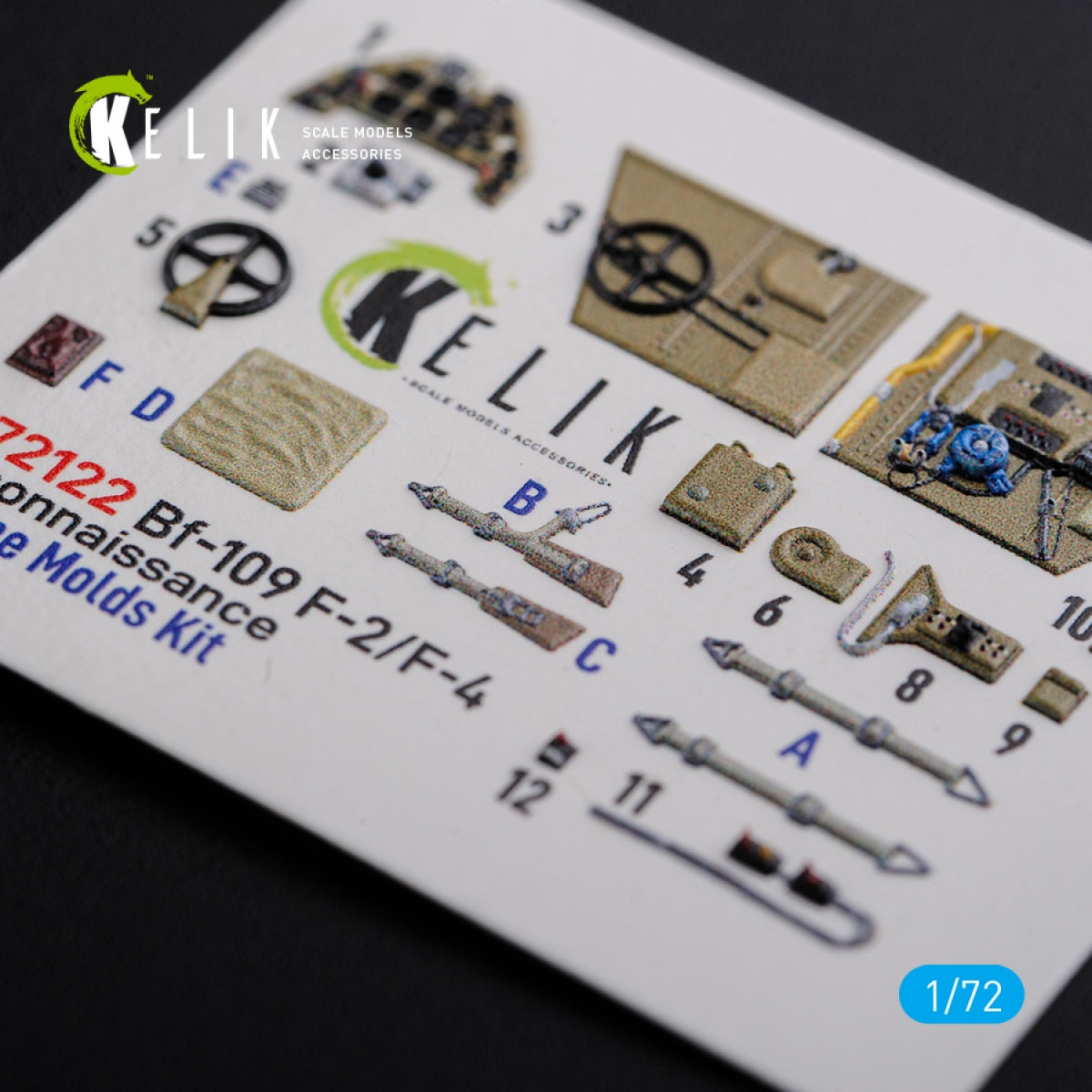 KELIK K72122 BF109-F2/F4 reconnaissance interior 3D decals for Fine Molds kit 1/72 – immagine 2