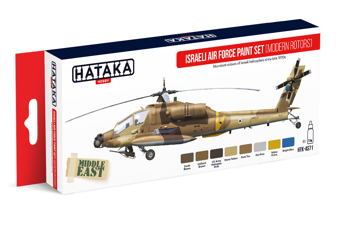 Kit de peinture Hataka HTK-AS71 pour l&amp;#39;armée de l&amp;#39;air israélienne (rotors modernes) (8x17ml)