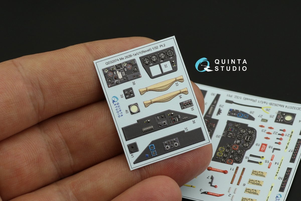 Quinta Studio QD32074 Me 262B1a/U-1 3D-Printed &amp;amp; coloured Interior on decal paper (Revell) 1/32 – zdjęcie 10