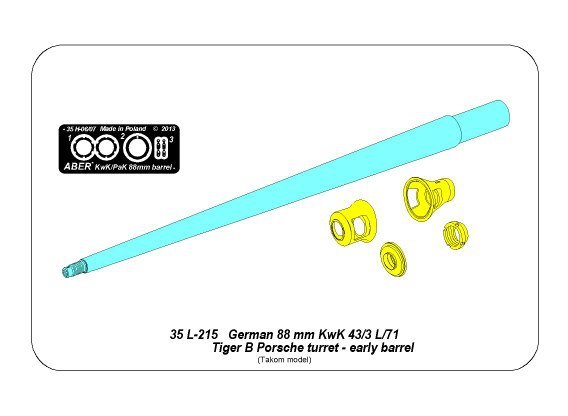 Aber 35L-214 Barrel for German 8,8cm Kw.K 43 (L/71) gun used on Tiger B Porsche turret-early 1/35 – imagen 6