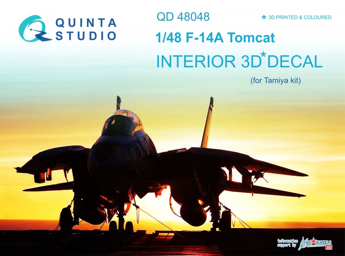Quinta Studio QD48048 F-14A 3D-Printed &amp;amp; coloured Interior on decal paper (for Tamiya kit) 1/48