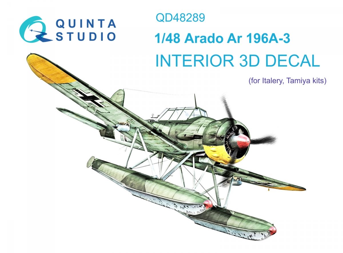 Quinta Studio QD48289 Ar 196A-3 3D-Printed &amp;amp; coloured Interior on decal paper (Italeri) 1/48