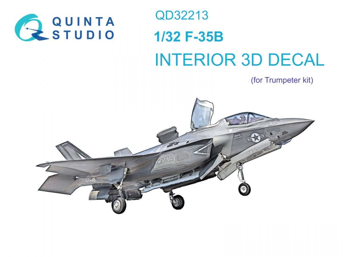 Quinta Studio QD32213 F-35B 3D-Printed &amp;amp; coloured Interior on decal paper (Trumpeter) 1/32