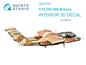 Quinta Studio QD72107 OV-10A Bronco 3D-Printed &amp;amp; coloured Interior on decal paper (ICM) 1/72