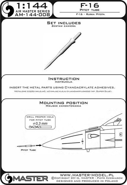 Master AM-144-008 F-16 - Pilot Tube 1/144 – zdjęcie 4