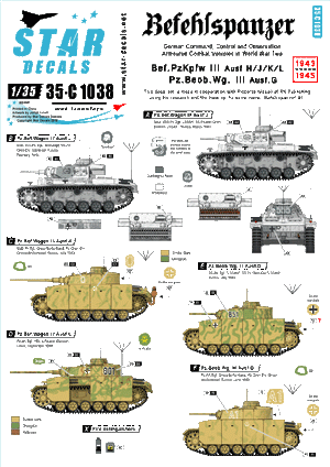 Star Decals 35-C1038 Befehlspanzer #3 1/35