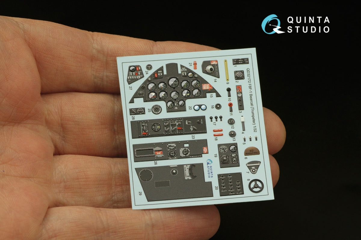 Quinta Studio QD32172 F8F-1 Bearcat 3D-Printed colored Interior on decal paper (Trumpeter) 1/32 – image 4