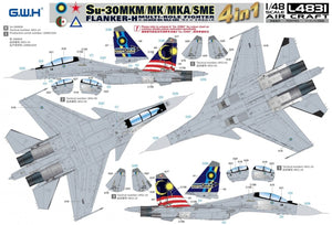 Maquette Great Wall Hobby L4831 Su-30 MKM / MK / MKA / SME « Flanker H » Chasseur multirôle 4 en 1 1/48  – image 4