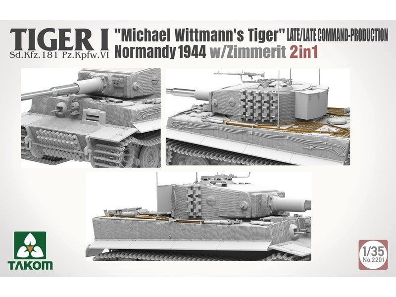 Takom 2201 Tiger I Late Production w/zimmerit Normandy 1944 Sd.Kfz. 181 Pz.Kpfw. VI Ausf. E &amp;quot;Michael Wittmann&amp;#39;s Tiger&amp;quot;(Late/Late Command) 1/35 – zdjęcie 8
