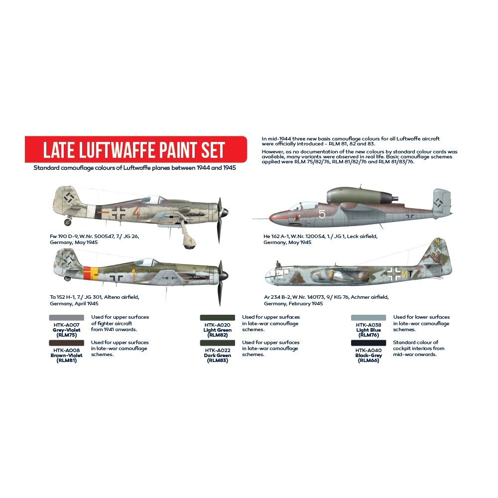 Hataka HTK-AS03 Late Luftwaffe paint set 6x17ml – immagine 2