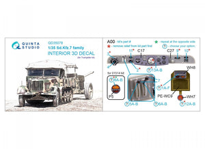 Quinta Studio QD35078 Sd.Kfz.7 family 3D-Printed &amp;amp; coloured Interior on decal paper (Trumpeter) 1/35 – imagen 2
