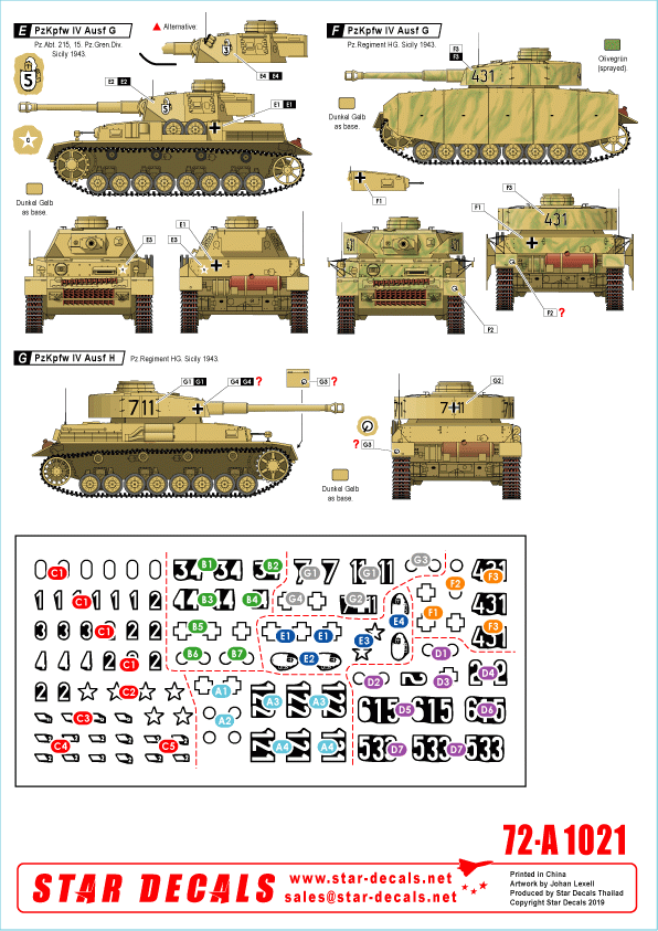 Star Decals 72-A1021 Chars allemands en Italie n° 1. Sicile 1943 1/72 – image 2