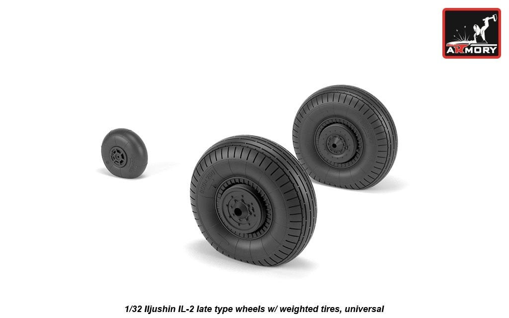 Armory Models AW32016 Iljushin IL-2 Bark late type wheels w/ weighted tires 1/32 – image 2