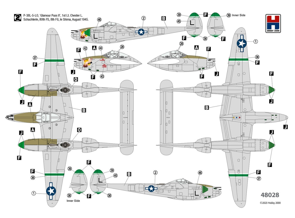 Hobby 2000 48028 P-38L Lightning 80th Fighter Squadron (ACADEMY+ CARTOGRAF + MASKI) 1/48 – Bild 2
