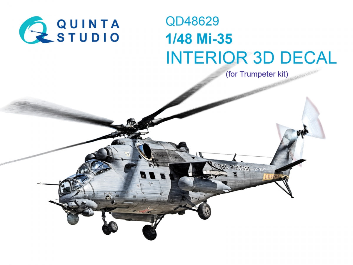 Quinta Studio QD48629 Mi-35 3D-Printed &amp; coloured Interior on decal paper (Trumpeter) 1/48