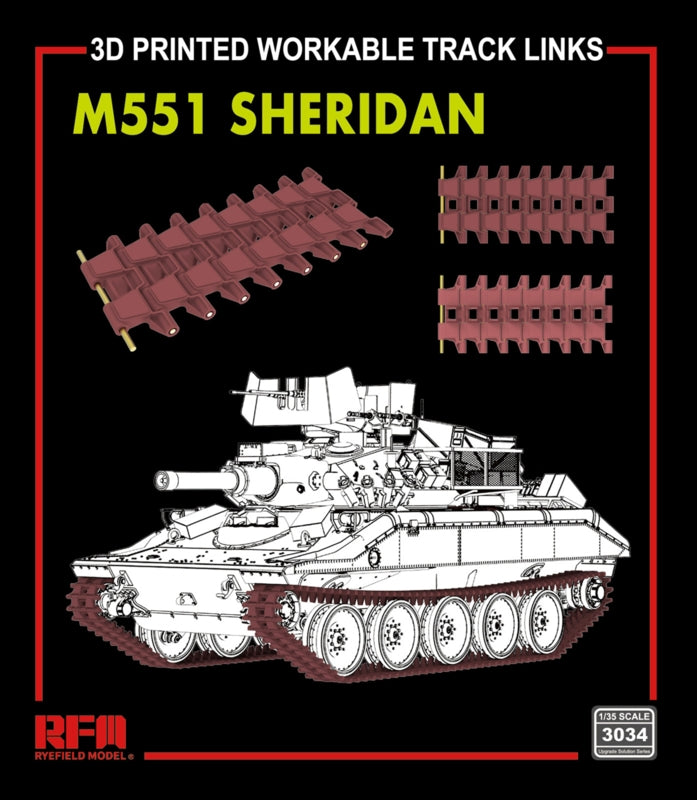 Rye Field Model 3034 M551 Sheridan Workable Track Links (3D Printed) 1/35