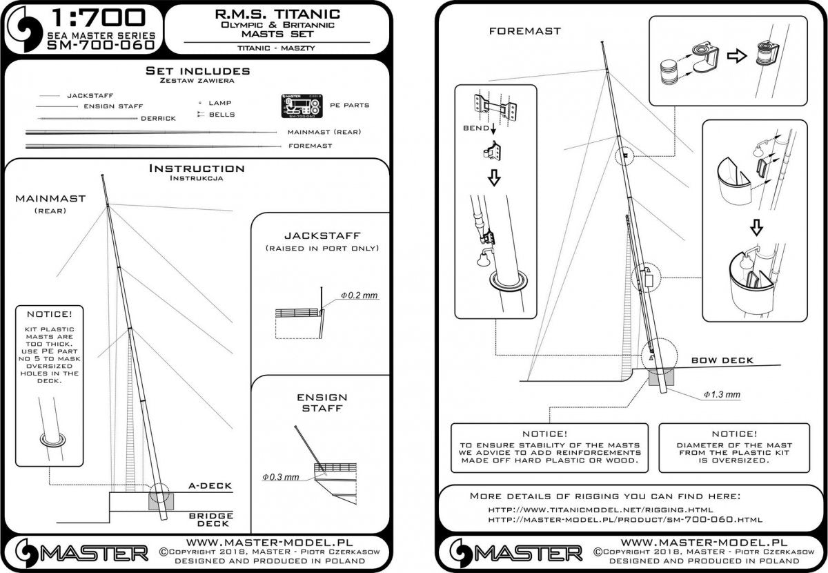 Master SM-700-060 R.M.S. Titanic (Olympic, Britannic) – zestaw masztów 1/700 – Bild 3