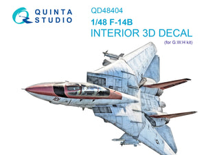 Quinta Studio QD48404 F-14B 3D-Printed &amp;amp; coloured Interior on decal paper (GWH) 1/48