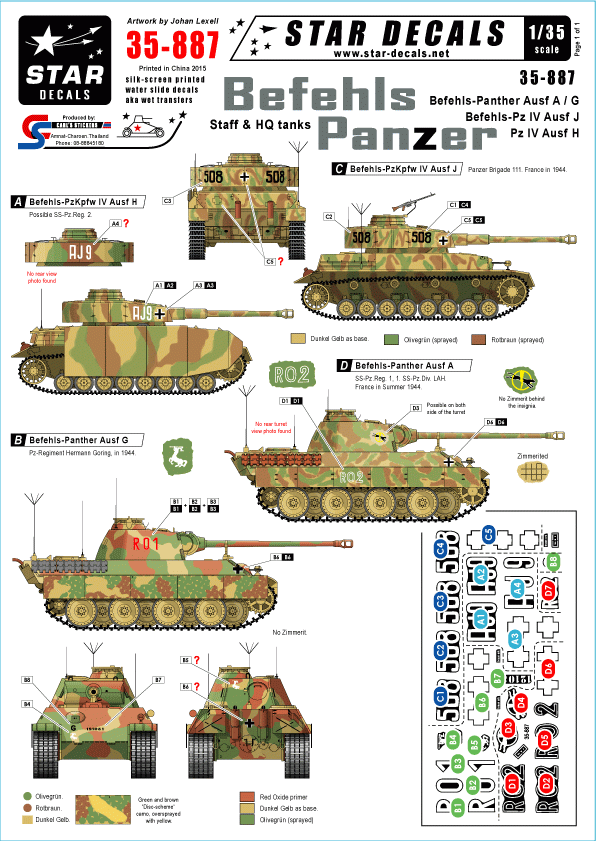Star Decals 35-887 Befehl-Panzer mix 1/35