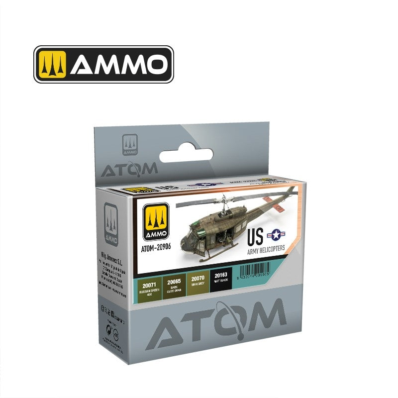 Munitions Mig Jimenez 20906 ATOM pour hélicoptères de l'armée américaine, lot de 4 cartouches de 20 ml
