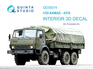 Quinta Studio QD35074 KAMAZ 4310 3D-Printed &amp;amp; coloured Interior on decal paper (Trumpeter) 1/35