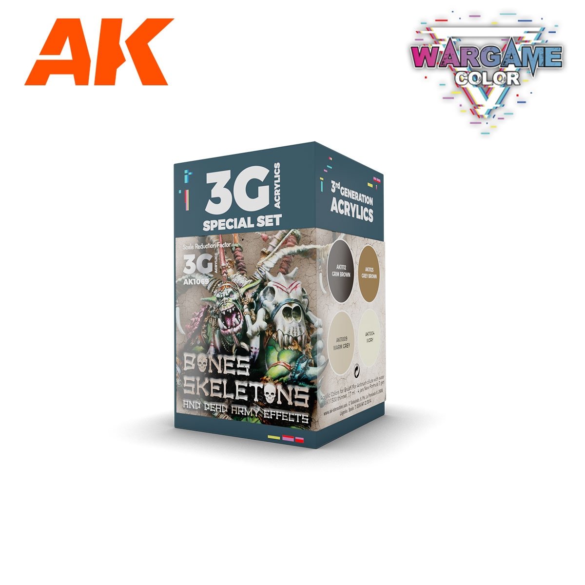AK Interactive AK1069 WARGAME COLOR SET. BONES AND SKELETONS. 4x17 ml