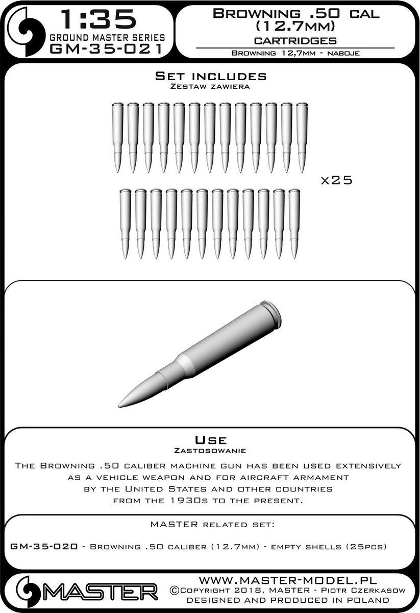 Master GM-35-021 Browning calibre .50 (12,7 mm) - cartouches (25 pièces) (1/35) – image 3