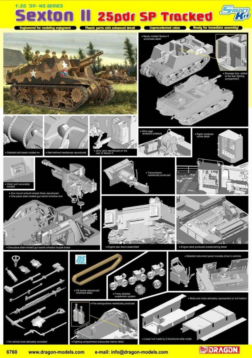 Dragon 6760 Sexton II 25pdr SP Tracked 1/35 – immagine 2