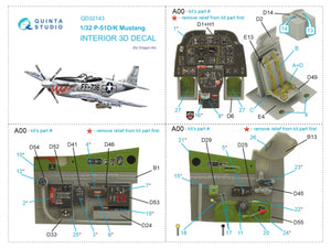 Quinta Studio QD32143 P-51D/K Mustang 3D-Printed &amp;amp; coloured Interior on decal paper (Dragon) 1/32 – zdjęcie 2
