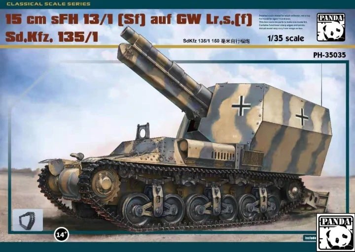 Panda Hobby 35035 15 cm sFH 13/1(Sf) auf GW Lr.s.(f) Sd.Kfz. 135/1 (camion métallique, chenilles métalliques) 1/35 