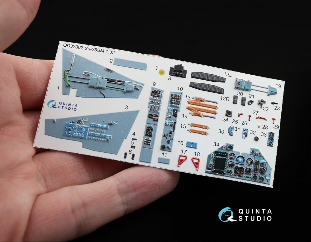 Quinta Studio QD32002 Su-25SM 3D-Printed &amp;amp; coloured Interior on decal paper (for Trumpeter kit) 1/32 – immagine 2