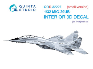 Intérieur imprimé en 3D et coloré du MiG-29UB (Trumpeter) de Quinta Studio QDS-32227 (Petite version) 1/32