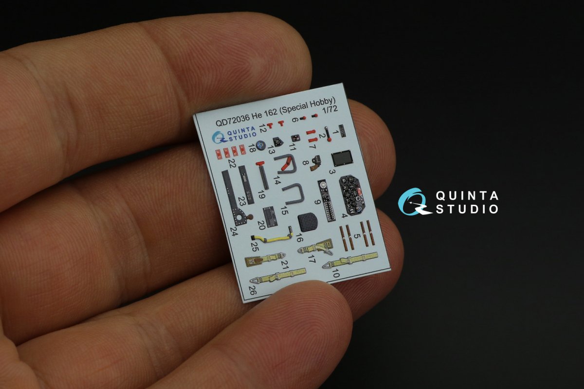 Quinta Studio QD72036 He 162 3D-Printed &amp;amp; coloured Interior on decal paper (Special Hobby) 1/72 – Bild 8