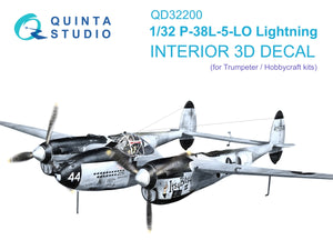 Quinta Studio QD32200 P-38L-5-LO Lightning 3D-Printed &amp;amp; coloured Interior on decal paper (Trumpeter/Hobbycraft) 1/32