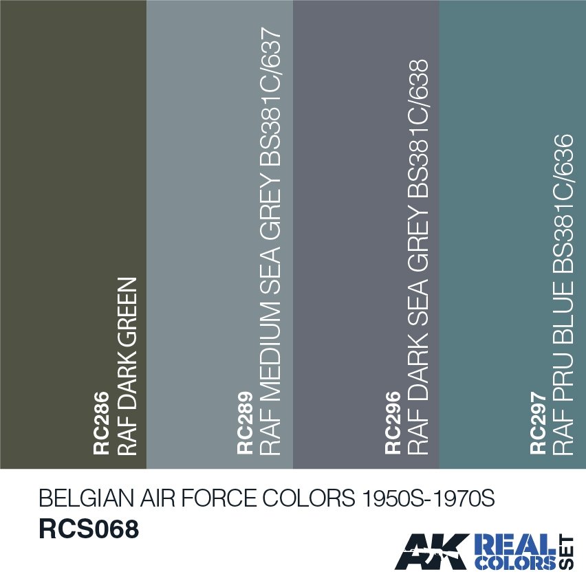AK Interactive RCS068 BELGIAN AIR FORCE COLORS 1950S-1970S SET 4x10ml – image 2