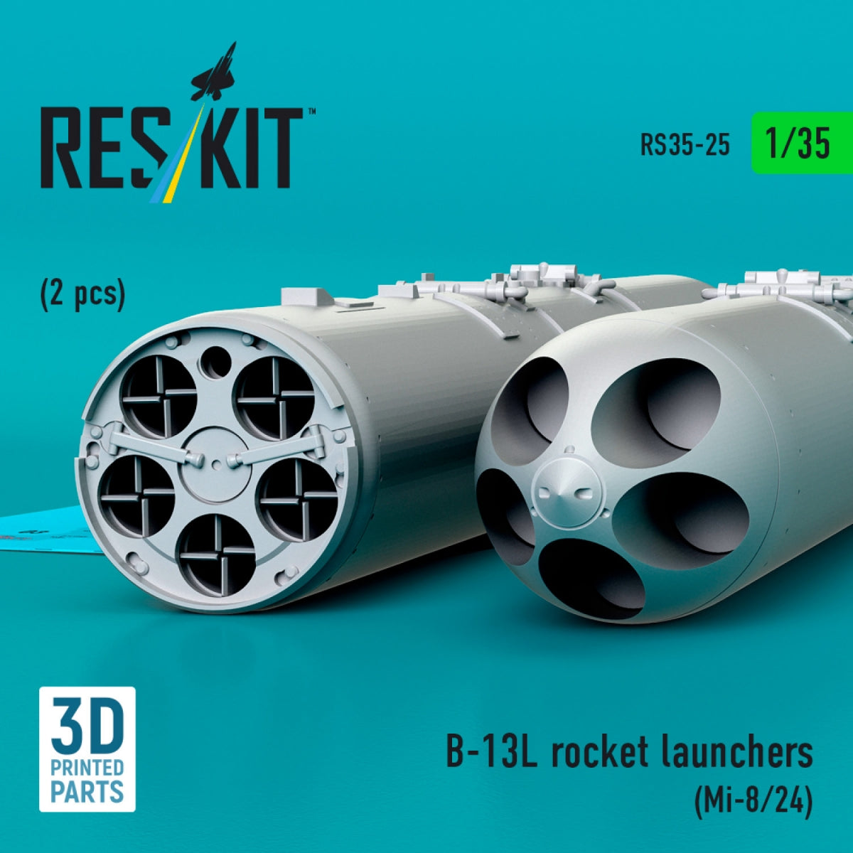 RESKIT RS35-0025 B-13L rocket launchers (2 pcs) (Mi-8/24) (3D printed) 1/35 – imagen 2
