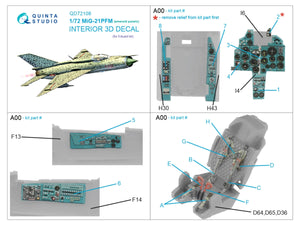 Quinta Studio QD72108 MiG-21PFM Emerald panels 3D-Printed &amp;amp; coloured Interior on decal paper (Eduard) 1/72 – imagen 2
