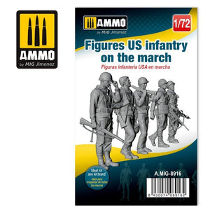 Munitions de Mig 8916. Figurines d&amp;#39;infanterie américaine en marche, échelle 1/72.