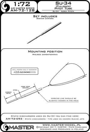Master AM-72-128 Su-34 (Fullback) Pitot tube 1/72 – zdjęcie 4