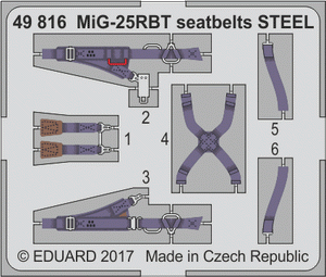 Eduard 49816 MiG-25RBT seatbelts STEEL ICM 1/48