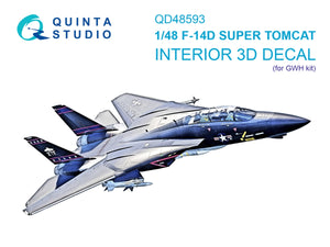 Quinta Studio QD48593 F-14D Super Tomcat 3D-Printed &amp;amp; coloured Interior on decal paper (GWH) 1/48