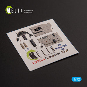 KELIK K72146 Brewster 239E - décalcomanies 3D intérieures pour maquette Hobby 2000/Hasegawa au 1/72